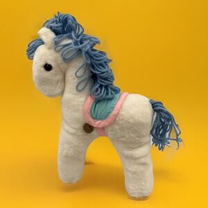 VTG 1989 Hallmark White Horse Plush Stuffed Animal Wind Up Musical Nursery